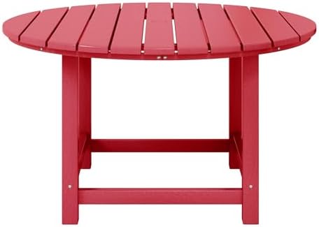WestinTrends Malibu Kids Outdoor Patio Furniture HDPE 38" Wide Round Dining Table, Red
