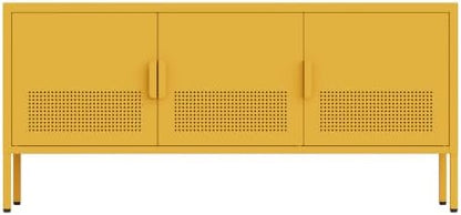 Metal Storage Cabinet,Three-Door Lockable TV Cabinet, Double-Layer Low TV Cabinet with Adjustable Shelves, Suitable for Homes、 Offices、and Entertainment Centers 13.8" D x 47.2" W x 22" H