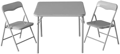 Heritage Kids Grey Kids Activity Table and Chair Set,3-Piece Furniture Set with 1 Square Table & 2 Folding Chairs, Playroom Table Set for Ages 3+