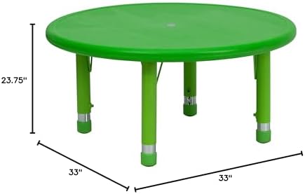EMMA + OLIVER Green 33" Round Adjustable Height Activity Table