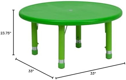 EMMA + OLIVER Green 33" Round Adjustable Height Activity Table