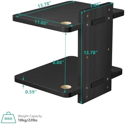 WALI 2 Tier Floating TV Wall Shelf for Projector, DVD Player