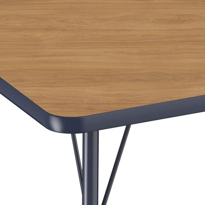 FDP 30" x 72" Rectangle Table with Swivel Glide Legs - Pasadena Oak/Navy