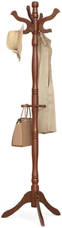 VASAGLE Freestanding Coat Rack, Rubber Wood Coat Tree with 11 Hooks