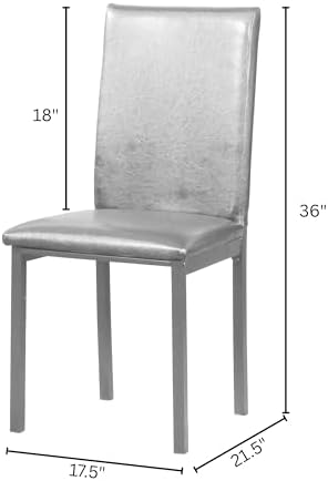 Roundhill Furniture Noyes Faux Leather Metal Frame Dining Chair, Set of 4, Black