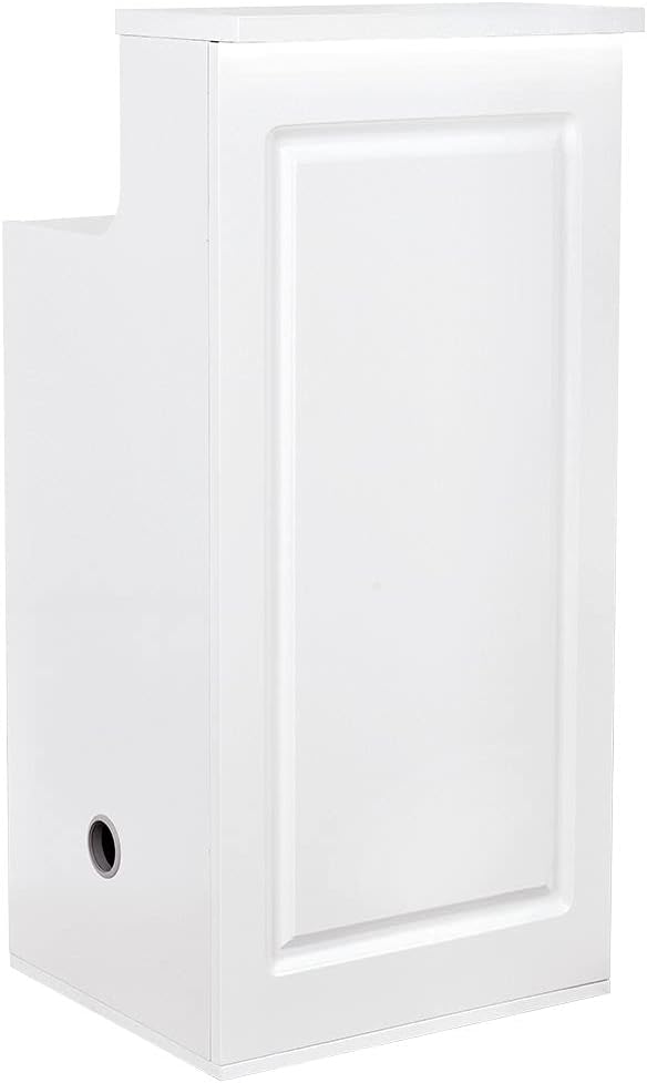 Dir Reception Area Counter, Receptionist Desk Lobby, Check-in Desk with LED Lights Valencia Side Storage in White