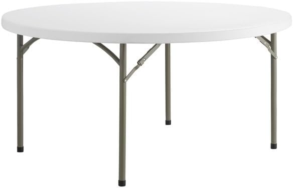 Set 5 Pack! 60-Inch Round Granite White Plastic Folding Tables - Heavy Duty Banquet Tables