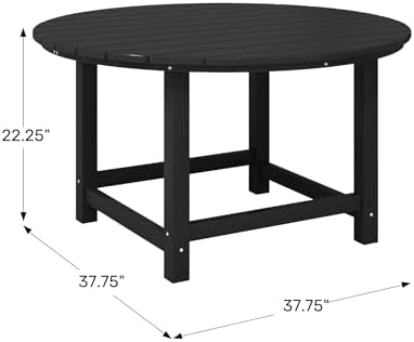 WestinTrends Malibu Kids Outdoor Patio Furniture HDPE 38" Wide Round Dining Table, Weathered Wood