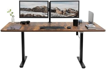 VIVO Electric Standing Desk, Smooth 3-Piece 71" x 30" Vintage Brown Top
