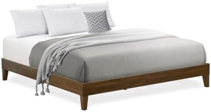 East West Furniture NVP-22-K King Size Platform Bed Frame with 4 Hardwood Legs and 2 Extra Center Legs - Walnut Finish