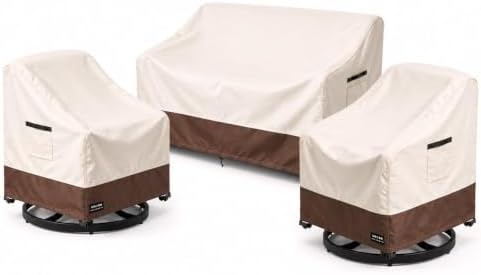 Patio Furniture Covers 3 Piece Set - 2 Patio Chair Covers + Couch Cover