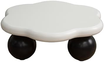 35" Contrast Color Cloud Shaped Coffee Table, Petal-Shaped Modern Minimalist Coffee Table with Spherical Legs, Kid & Pet Friendly Living Room Table for Small Apartment