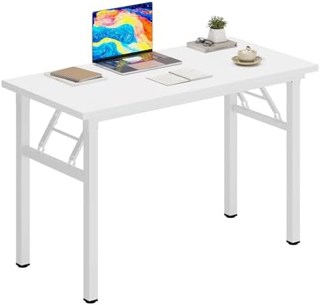 DlandHome 31.5 Inch Small Folding Computer Desk for Home Office, White