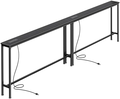 SUPERJARE 102.4 inch Narrow Behind Couch Table with Charging Stations
