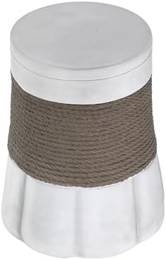 Merax Outdoor Light Gray & Brown Retro Side Table, Woven Rope & Fan-Base MGO End Table for Patio, Living Room & Office Decor