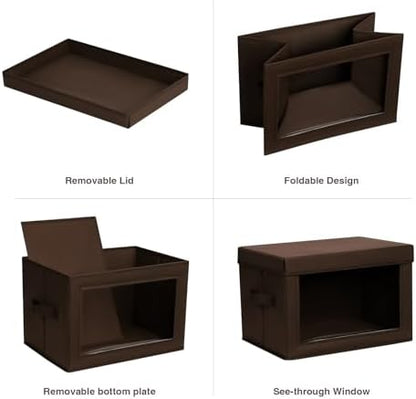 Brown Fabric Storage Bins with Lids - 6 Pack Modern Lidded-Home Storage Bins, 14 Inch. - Perfect for Clothes, Books, CD, Office Supplies