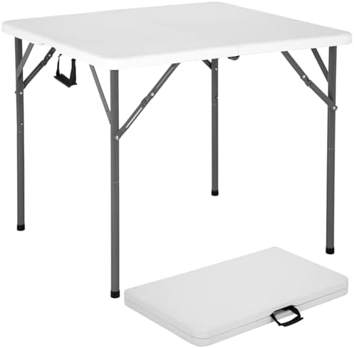 BestOffice | 34" Folding Table | White | Portable Plastic Table