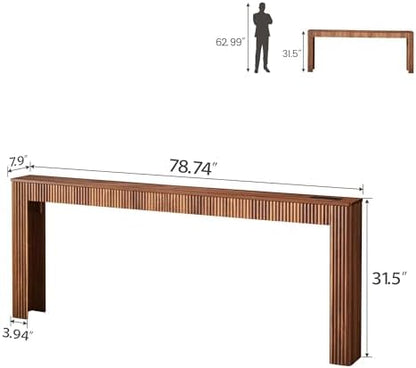 79" Long Narrow Sofa Table Behind Couch with Charging Station