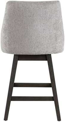 Armen Living Branson Gray Solid Wood Upholstered 26" Counter Height Swivel Barstool with Gray Fabric Seat - Set of 2