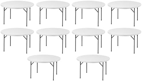 (10 Pack) 72 Inch Round Folding Table – Durable Plastic, Commercial Strength – Ideal for Events, Parties, Banquets