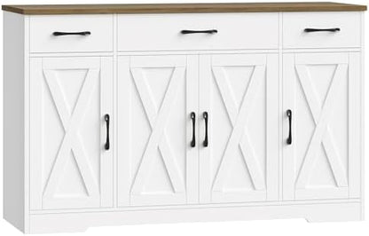 HOSTACK Kitchen Buffet Sideboard Storage Cabinet, Coffee Bar Cabinet, White