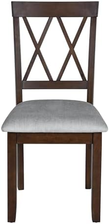 Merax Wood Farmhouse Upholstered Dining Chair Set of 2, Brown