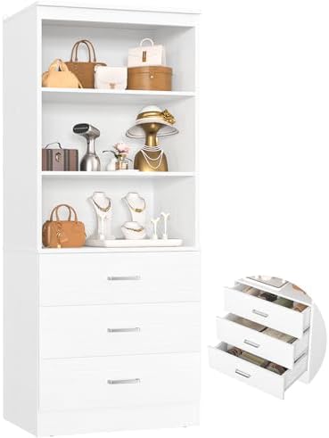 Aheaplus 23.6" Closet Drawers System, Closet System with 3 Drawers, White
