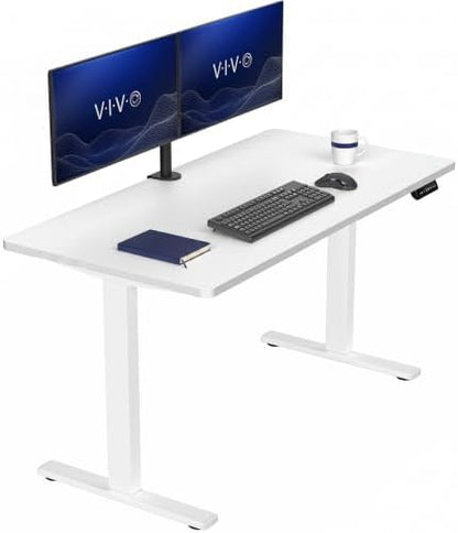 VIVO Electric Standing Desk, Solid 1-Piece 55" x 28" White Top