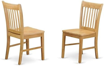 East West Furniture NFC-OAK-W Norfolk Dining Chairs - Slat Back Wooden Seat Chairs, Set of 2, Oak