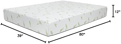 NapQueen Twin XL Size, 12 Inch Anula Green Tea Infused Memory Foam Mattress, Bed in a Box, CertiPUR-US Certified Mattress