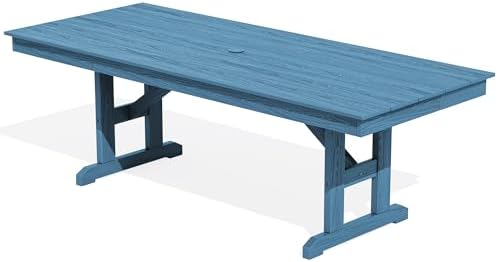 SERWALL Outdoor 84" HDPE Rectangular Dining Table for 6-8,All-Weather,Blue