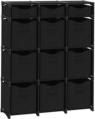 Cube Storage Organizer with Storage Bins Included - The Perfect Closet Organizers and Storage Solution. Includes 12 Storage Cubes, Great For Toy Storage, Closet Storage, Clothes Storage (Black)