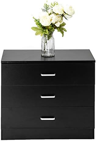 3 Drawer Nightstand Set of 2, Black Night Stand for Bedroom, Modern 3 Drawer Dresser, Wood Bed Side Table/Night Stand with Drawers for Small Spaces, College Dorm, Living Room 13" D X 26" W X 22" H