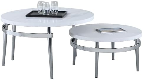 Coaster Furniture Nesting Coffee Table White and Chrome 722968