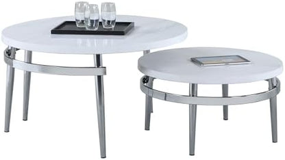 Coaster Furniture Nesting Coffee Table White and Chrome 722968