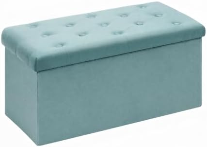 B FSOBEIIALEO Folding Storage Ottoman, 31.5" Long Ottomans Bench, Teal