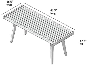 Plank+Beam Rectangular Entryway Bench, Mid-Century Modern, 41.25", Black