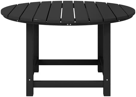 WestinTrends Malibu Kids Outdoor Patio Furniture HDPE 38" Wide Round Dining Table, Black