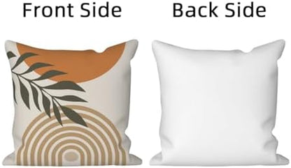 Abstract Geometric Boho Throw Pillow Covers 16"x16" Set of 4, Morden Minimalist Art Aesthetic Leaves Boho Pillowcase for Sofa Chair Couch Bed Living Room Office Garden Patio Farmhouse