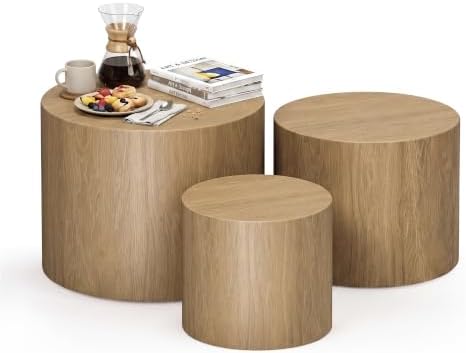 LYNSLIM Nesting Coffee Table Set of 3, Round Coffee Tables