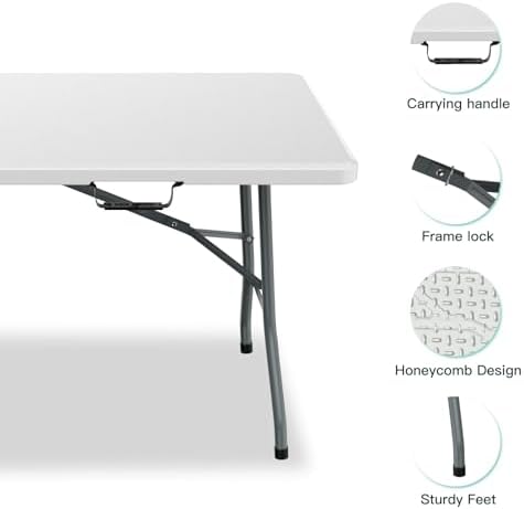 6 ft Plastic Folding Table with Nylon Tablecloth and Carry Handle