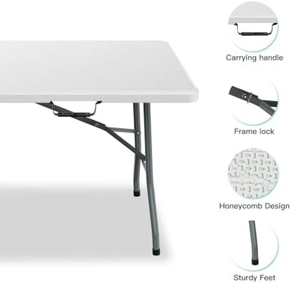 6 ft Plastic Folding Table with Nylon Tablecloth and Carry Handle
