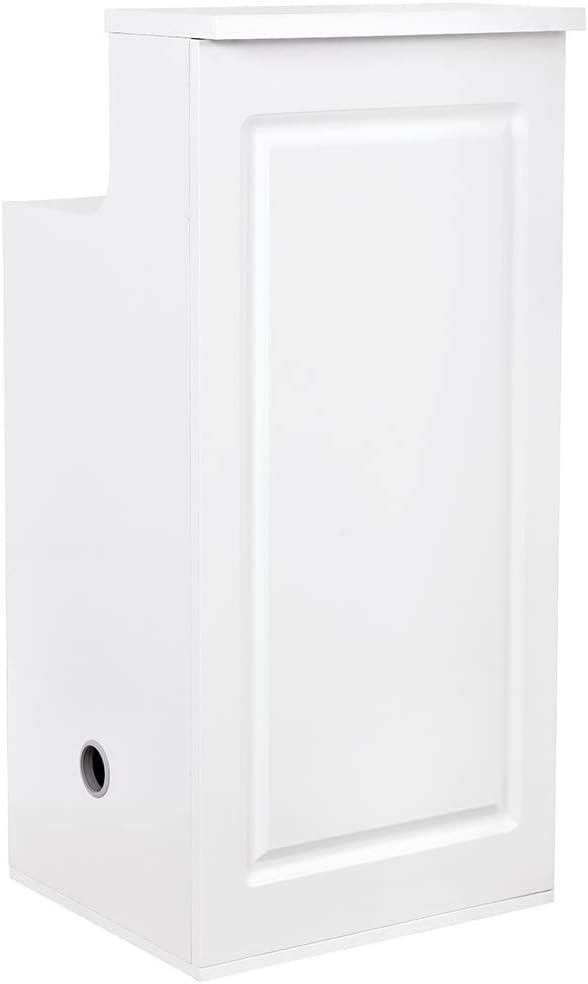 Dir Reception Area Counter, Receptionist Desk Lobby, Check-in Desk with LED Lights Valencia Side Storage in White