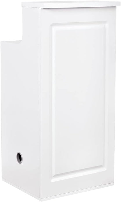 Dir Reception Area Counter, Receptionist Desk Lobby, Check-in Desk with LED Lights Valencia Side Storage in White