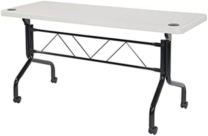 Office Star Resin Multipurpose Flip Training Table with Locking Casters for Home and Office, 5 Feet