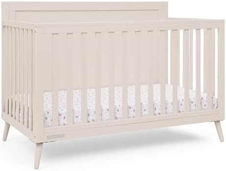 Delta Children Lola 6-in-1 Convertible Crib - Converts from Baby Crib to Toddler Bed, Daybed, Sofa Bed and Full-Size Bed with and Without Footboard, Fits Standard Full-Size Crib Mattress, Soft Beige