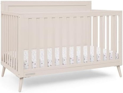 Delta Children Lola 6-in-1 Convertible Crib - Converts from Baby Crib to Toddler Bed, Daybed, Sofa Bed and Full-Size Bed with and Without Footboard, Fits Standard Full-Size Crib Mattress, Soft Beige