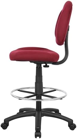 Boss Office Products B1615-BY Ergonomic Works Drafting Chair Without Arms, Burgundy, Mid-Back