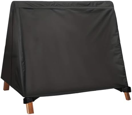 Porch Swing Cover Water-Resistant 600D Oxford Hanging Outdoor Swing Cover All Weather Protected Swing Covers for Outdoor Furniture (Black, 600D A-Frame 72L x 55W x 67H Inch)