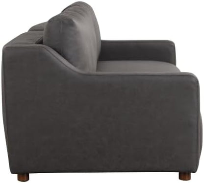 Serta Glendale 90.2" Queen Size Wall-Hugging Convertible Sofa, Dreamcoil Comfort, Vegan Suede Fabric, Charcoal